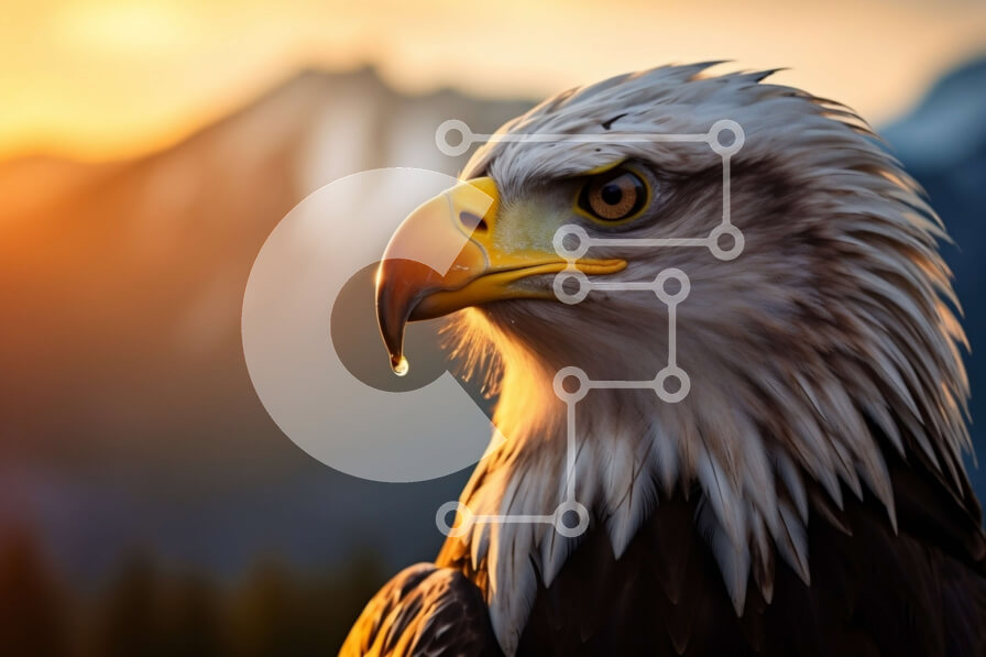 Σετ των 2 Intra Συλλεκτικό Ξύλινο Παζλ Plywood  4mm - Εκπληκτική εικόνα ενός φαλακρού αετού σε πτήση με μαγευτικό σκηνικό βουνού Σε Ξύλινο Κουτί - Διαστάσεις: 10x10 cm – 25 κομμάτια