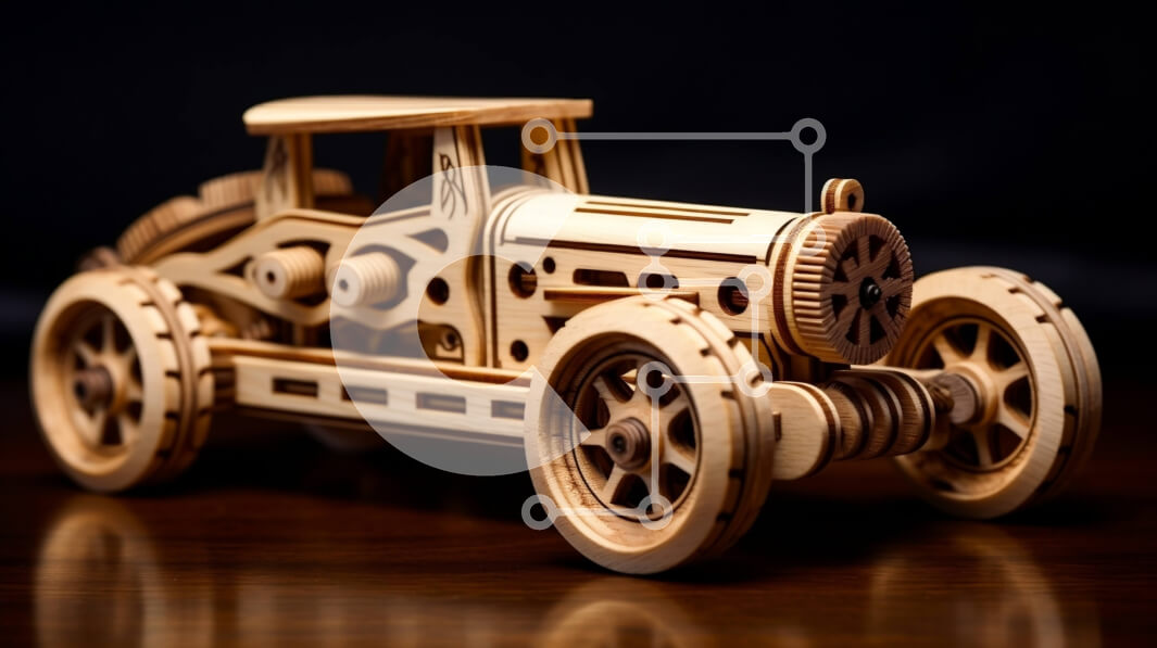 Intra Συλλεκτικό Ξύλινο Παζλ Plywood  4mm - Vintage Ξύλινο Παιχνίδι Αυτοκίνητο με Κλασικό Σχέδιο Σε Ξύλινο Κουτί - Διαστάσεις: 10x10 cm – 25 κομμάτια