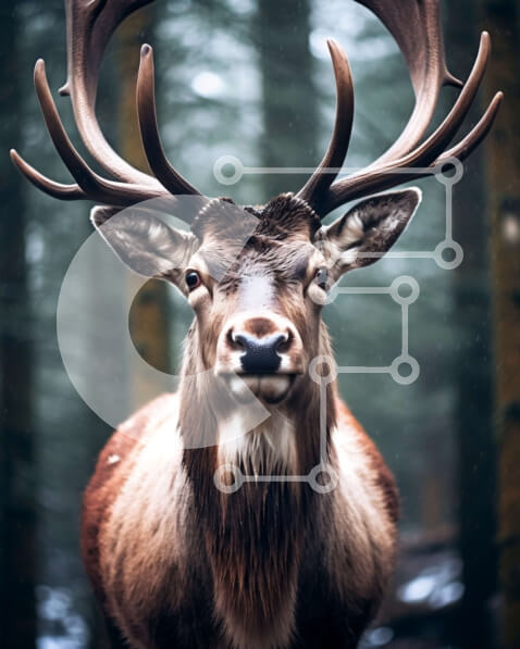 Σετ των 2 Intra Συλλεκτικό Ξύλινο Παζλ Plywood  4mm - Εκπληκτική φωτογραφία ενός μεγάλου αρσενικού κόκκινου ελαφιού στο φυσικό του περιβάλλον Σε Ξύλινο Κουτί - Διαστάσεις: 10x10 cm – 25 κομμάτια