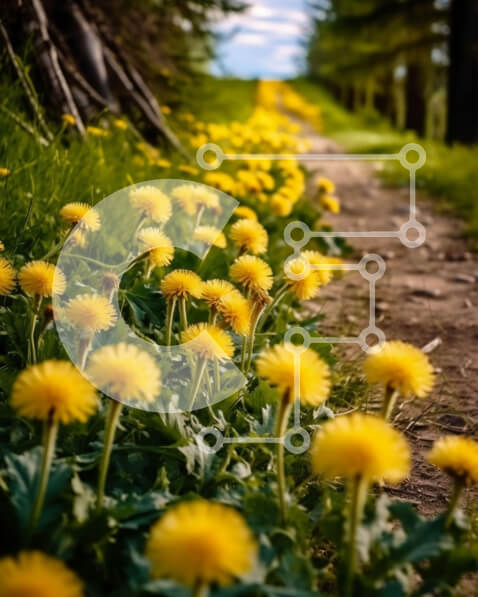 Intra Συλλεκτικό Ξύλινο Παζλ Plywood  4mm - Φωτογραφία της φύσης ενός μονοπατιού με κίτρινες μαργαρίτες Σε Ξύλινο Κουτί - Διαστάσεις: 10x10 cm – 25 κομμάτια