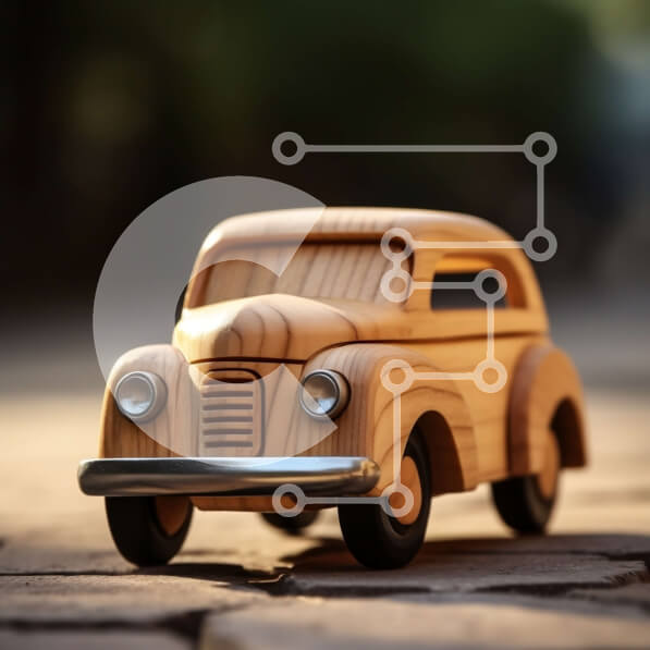 Intra Συλλεκτικό Ξύλινο Παζλ Plywood  4mm - Vintage ξύλινο αυτοκίνητο παιχνιδιών στην οδό Cobblestone Σε Ξύλινο Κουτί - Διαστάσεις: 10x10 cm – 25 κομμάτια