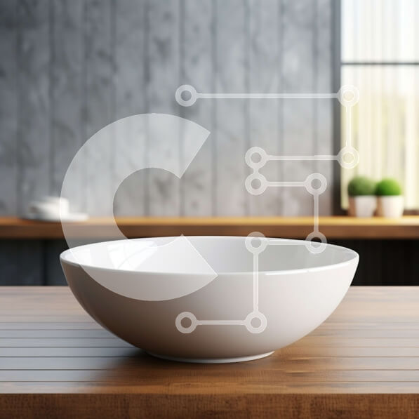 Intra Συλλεκτικό Ξύλινο Παζλ Plywood  4mm - Άδειο λευκό κεραμικό μπολ σε ξύλινο τραπέζι με θέα στο αστικό τοπίο μέσα από το παράθυρο Σε Ξύλινο Κουτί - Διαστάσεις Puzzle: 10x10 cm – 25 κομμάτια