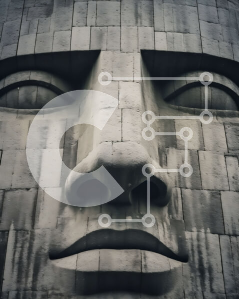 Intra Συλλεκτικό Ξύλινο Παζλ Plywood  4mm - Παλαιό πέτρινο άγαλμα ενός άνδρα με σοβαρό πρόσωπο Σε Ξύλινο Κουτί - Διαστάσεις Puzzle: 10x10 cm – 25 κομμάτια