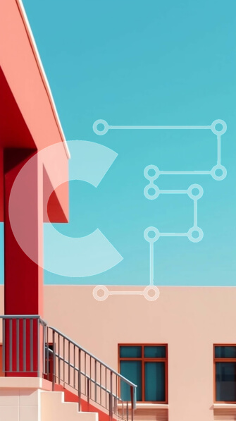 Intra Συλλεκτικό Ξύλινο Παζλ Plywood  4mm - Κόκκινο κτίριο με σκάλες που οδηγούν στην είσοδο Σε Ξύλινο Κουτί - Διαστάσεις Puzzle: 10x10 cm – 25 κομμάτια