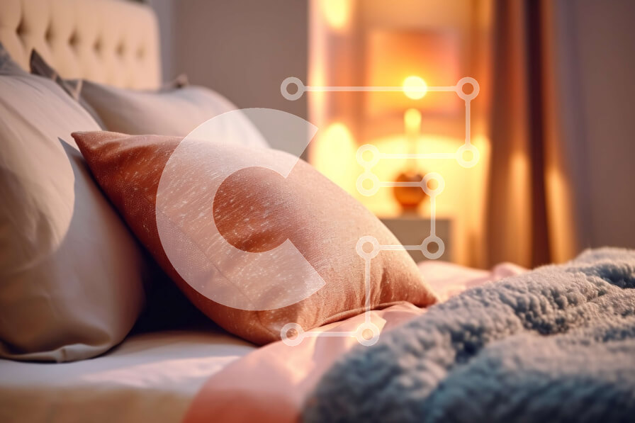 Intra Συλλεκτικό Ξύλινο Παζλ Plywood  4mm - Άνετο υπνοδωμάτιο με ροζ κλινοσκεπάσματα και φωτιστικό κομοδίνου Σε Ξύλινο Κουτί - Διαστάσεις Puzzle: 10x10 cm – 25 κομμάτια