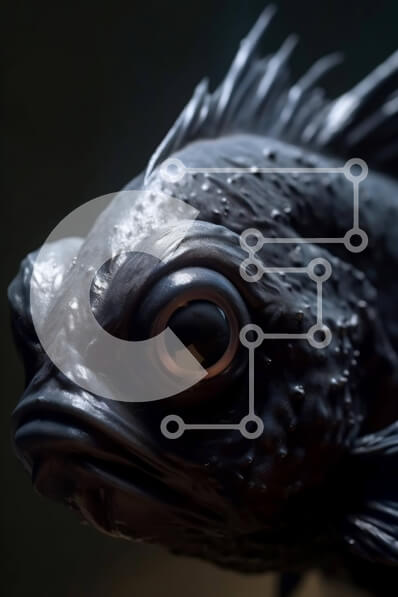 Σετ των 2 Intra Συλλεκτικό Ξύλινο Παζλ Plywood  4mm - Μαύρο ψάρι με μεγάλα μάτια και αιχμηρά δόντια Σε Ξύλινο Κουτί - Διαστάσεις: 10x10 cm – 25 κομμάτια