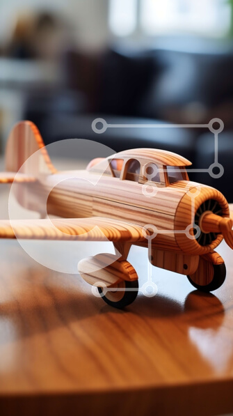 Intra Συλλεκτικό Ξύλινο Παζλ Plywood  4mm - Ξύλινο μοντέλο αεροπλάνου σε ξύλινο τραπέζι Σε Ξύλινο Κουτί - Διαστάσεις: 10x10 cm – 25 κομμάτια