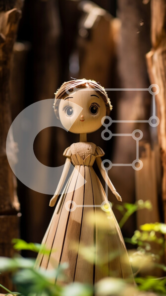 Σετ των 2 Intra Συλλεκτικό Ξύλινο Παζλ Plywood  4mm - Ξύλινη κούκλα σε ένα δάσος με περίπλοκο σκαλιστό φόρεμα Σε Ξύλινο Κουτί - Διαστάσεις: 10x10 cm – 25 κομμάτια