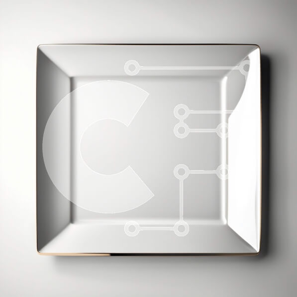 Intra Συλλεκτικό Ξύλινο Παζλ Plywood  4mm - Κομψό λευκό πιάτο με χρυσό χείλος σε μινιμαλιστικό γκρι φόντο Σε Ξύλινο Κουτί - Διαστάσεις: 10x10 cm – 25 κομμάτια