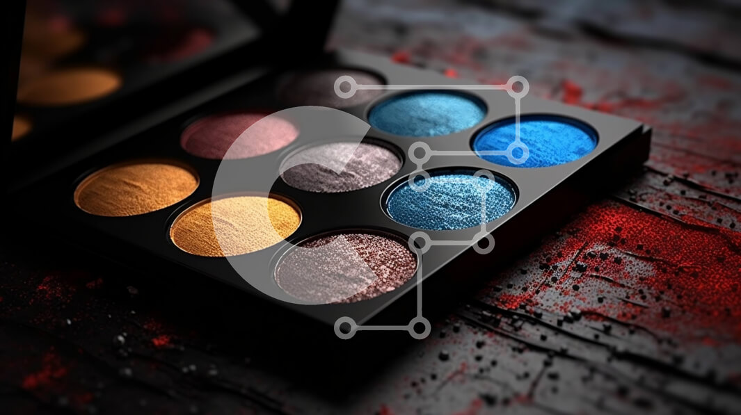 Intra Συλλεκτικό Ξύλινο Παζλ Plywood  4mm - Πολύχρωμη παλέτα σκιών ματιών με αποχρώσεις του μπλε, του μωβ, του ροζ και του χρυσού Σε Ξύλινο Κουτί - Διαστάσεις Puzzle: 10x10 cm – 25 κομμάτια