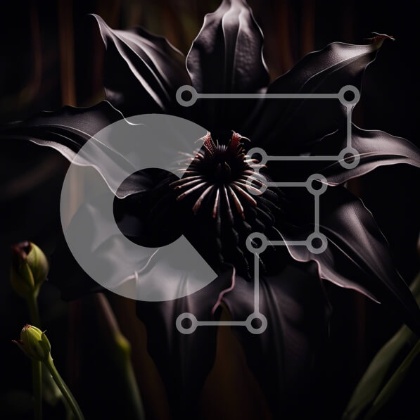 Intra Συλλεκτικό Ξύλινο Παζλ Plywood  4mm - Όμορφη εικόνα ενός μαύρου λουλουδιού με σκούρα πέταλα και ένα κίτρινο κέντρο Σε Ξύλινο Κουτί - Διαστάσεις: 10x10 cm – 25 κομμάτια