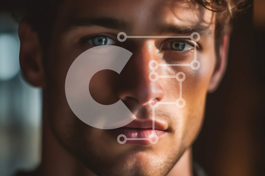 Intra Συλλεκτικό Ξύλινο Παζλ Plywood  4mm - Έντονο πορτρέτο ενός άνδρα με λαμπερά μπλε μάτια και ατημέλητη γενειάδα Σε Ξύλινο Κουτί - Διαστάσεις Puzzle: 10x10 cm – 25 κομμάτια