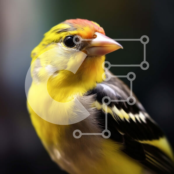 Intra Συλλεκτικό Ξύλινο Παζλ Plywood  4mm - Κίτρινο πουλί με ρίγες στο κεφάλι και κόκκινο ράμφος Σε Ξύλινο Κουτί - Διαστάσεις: 10x10 cm – 25 κομμάτια