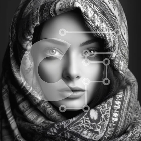 Intra Συλλεκτικό Ξύλινο Παζλ Plywood  4mm - Σοβαρή γυναίκα με μαντήλι που κοιτάζει την κάμερα Σε Ξύλινο Κουτί - Διαστάσεις Puzzle: 10x10 cm – 25 κομμάτια