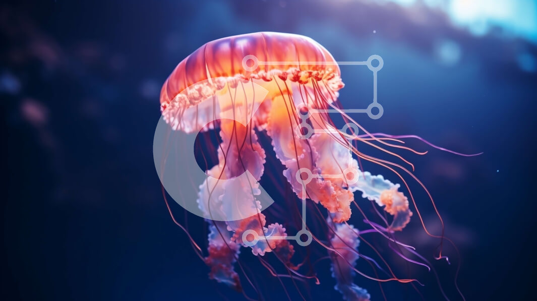 Intra Συλλεκτικό Ξύλινο Παζλ Plywood  4mm - Μέδουσες που κολυμπούν στον ωκεανό Σε Ξύλινο Κουτί - Διαστάσεις: 10x10 cm – 25 κομμάτια