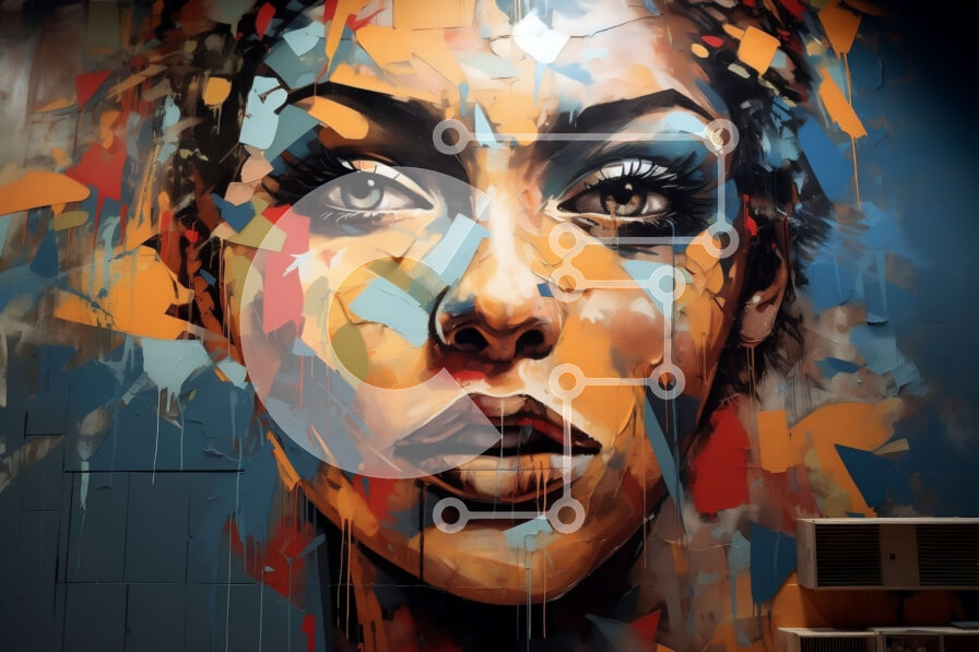 Intra Συλλεκτικό Ξύλινο Παζλ Plywood  4mm - Κομψό πορτρέτο γυναίκας με ριγέ πουκάμισο και κόκκινο κασκόλ Σε Ξύλινο Κουτί - Διαστάσεις Puzzle: 10x10 cm – 25 κομμάτια