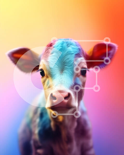 Σετ των 2 Intra Συλλεκτικό Ξύλινο Παζλ Plywood  4mm - Χαριτωμένο μοσχάρι με πολύχρωμα στίγματα Σε Ξύλινο Κουτί - Διαστάσεις: 10x10 cm – 25 κομμάτια