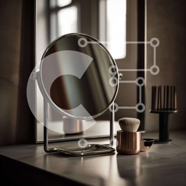 Intra Συλλεκτικό Ξύλινο Παζλ Plywood  4mm - Καθρέφτης μπάνιου με βούρτσα και χτένα στον πάγκο Σε Ξύλινο Κουτί - Διαστάσεις Puzzle: 10x10 cm – 25 κομμάτια