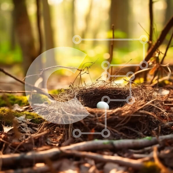 Intra Συλλεκτικό Ξύλινο Παζλ Plywood  4mm - Όμορφη εικόνα της φωλιάς πουλιών με αυγό στο δάσος Σε Ξύλινο Κουτί - Διαστάσεις: 10x10 cm – 25 κομμάτια