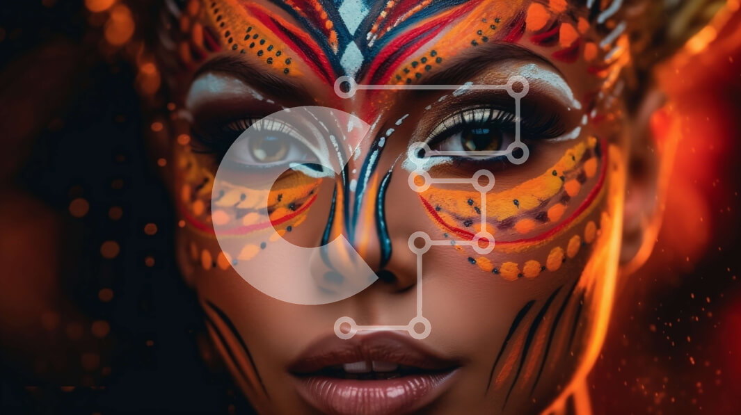 Intra Συλλεκτικό Ξύλινο Παζλ Plywood  4mm - Πολύχρωμη ζωγραφική προσώπου σε γυναίκα με μακριά μαύρα μαλλιά Σε Ξύλινο Κουτί - Διαστάσεις Puzzle: 10x10 cm – 25 κομμάτια