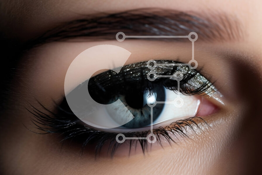 Intra Συλλεκτικό Ξύλινο Παζλ Plywood  4mm - Όμορφη κοντινή πλάνο του γυναικείου ματιού με μπλε σκιά ματιών Σε Ξύλινο Κουτί - Διαστάσεις Puzzle: 10x10 cm – 25 κομμάτια