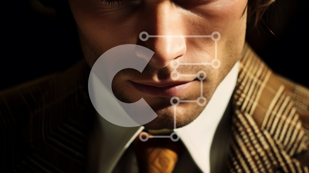 Intra Συλλεκτικό Ξύλινο Παζλ Plywood  4mm - Επαγγελματικό πορτρέτο άνδρα με καφέ κοστούμι και κίτρινη γραβάτα Σε Ξύλινο Κουτί - Διαστάσεις Puzzle: 10x10 cm – 25 κομμάτια