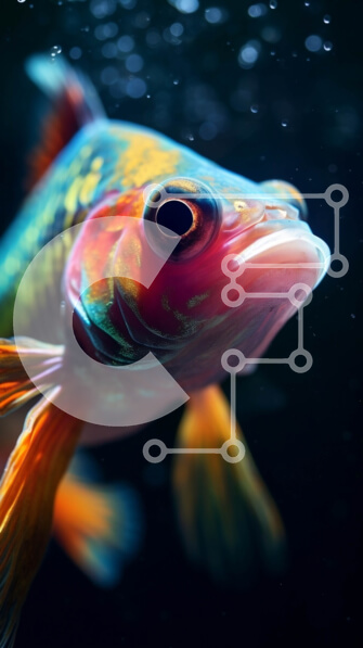 Σετ των 2 Intra Συλλεκτικό Ξύλινο Παζλ Plywood  4mm - Πολύχρωμα ψάρια που κολυμπούν στο νερό με το στόμα ανοιχτό Σε Ξύλινο Κουτί - Διαστάσεις: 10x10 cm – 25 κομμάτια