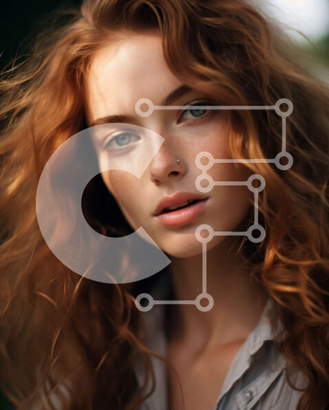 Intra Συλλεκτικό Ξύλινο Παζλ Plywood  4mm - Πορτρέτο μιας σοβαρής γυναίκας με μακριά σγουρά κόκκινα μαλλιά Σε Ξύλινο Κουτί - Διαστάσεις Puzzle: 10x10 cm – 25 κομμάτια