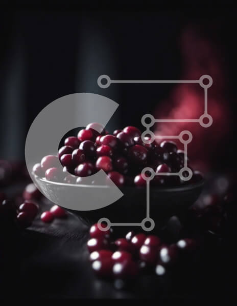 Σετ των 2 Intra Συλλεκτικό Ξύλινο Παζλ Plywood  4mm - Μπολ με κόκκινα κράνμπερι σε μια σκοτεινή επιφάνεια Σε Ξύλινο Κουτί - Διαστάσεις: 10x10 cm – 25 κομμάτια