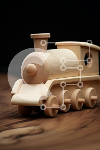 Intra Συλλεκτικό Ξύλινο Παζλ Plywood  4mm - Γοητευτική εικόνα ενός ξύλινου τρένου σε μια ρουστίκ ξύλινη επιφάνεια Σε Ξύλινο Κουτί - Διαστάσεις Puzzle: 10x10 cm – 25 κομμάτια