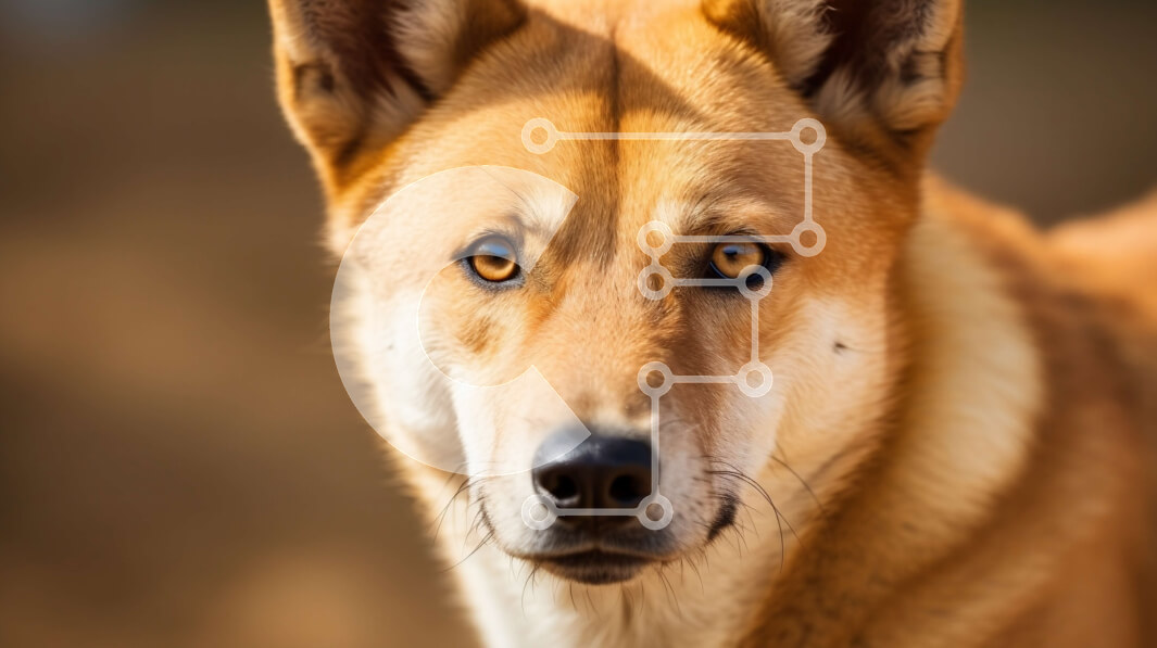 Σετ των 2 Intra Συλλεκτικό Ξύλινο Παζλ Plywood  4mm - Κοντινό πλάνο του προσώπου ενός σκύλου με καφέ γούνα και καστανά μάτια Σε Ξύλινο Κουτί - Διαστάσεις: 10x10 cm – 25 κομμάτια