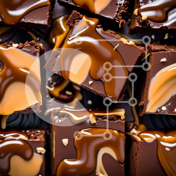 Σετ των 2 Intra Συλλεκτικό Ξύλινο Παζλ Plywood  4mm - Λαχταριστά Brownies σοκολάτας με σάλτσα καραμέλας Σε Ξύλινο Κουτί - Διαστάσεις: 10x10 cm – 25 κομμάτια