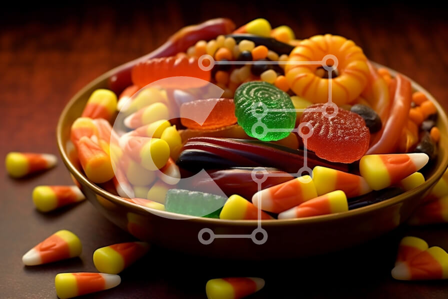 Σετ των 2 Intra Συλλεκτικό Ξύλινο Παζλ Plywood  4mm - Μπείτε στο Halloween Spirit με μια ποικιλία από Gummy Candies Σε Ξύλινο Κουτί - Διαστάσεις: 10x10 cm – 25 κομμάτια