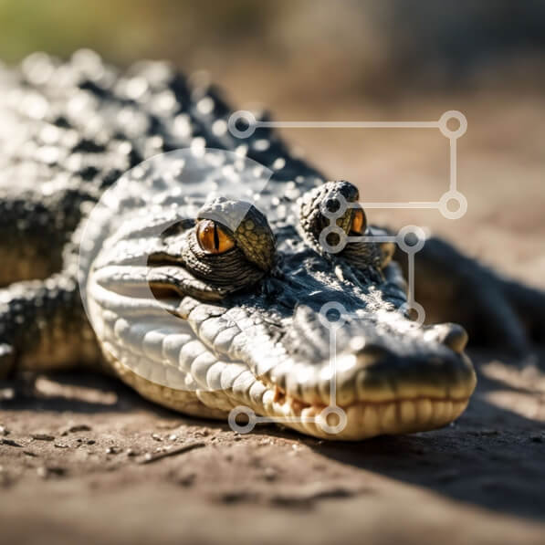 Intra Συλλεκτικό Ξύλινο Παζλ Plywood  4mm - Κοντινή όψη του κεφαλιού ενός αλιγάτορα με ανοιχτό στόμα και άμεσο βλέμμα Σε Ξύλινο Κουτί - Διαστάσεις: 10x10 cm – 25 κομμάτια