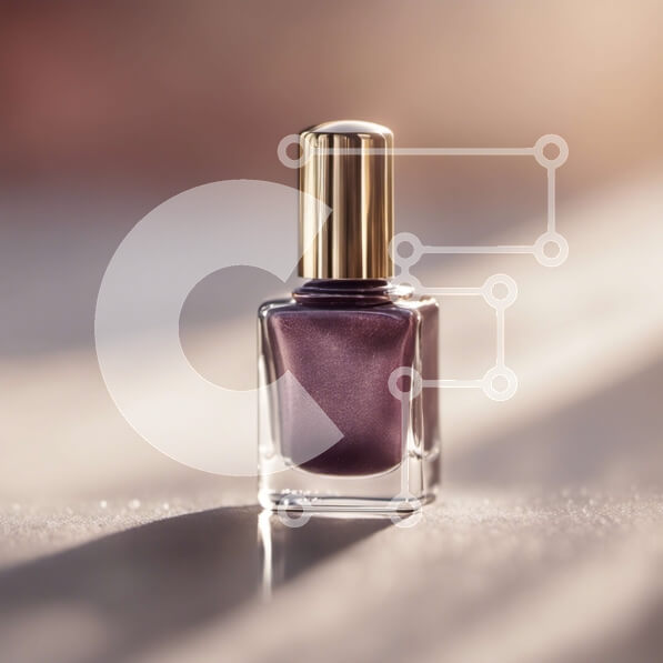 Σετ των 2 Intra Συλλεκτικό Ξύλινο Παζλ Plywood  4mm - Γυαλιστερό βαθύ μωβ μπουκάλι βερνικιού νυχιών σε τραπέζι Σε Ξύλινο Κουτί - Διαστάσεις: 10x10 cm – 25 κομμάτια