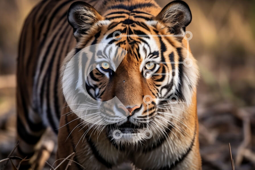 Σετ των 2 Intra Συλλεκτικό Ξύλινο Παζλ Plywood  4mm - Εκπληκτική εικόνα μιας τίγρης με ένα κομψό μαύρο παλτό Σε Ξύλινο Κουτί - Διαστάσεις: 10x10 cm – 25 κομμάτια