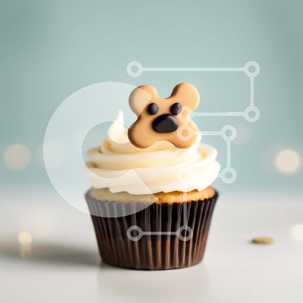 Σετ των 2 Intra Συλλεκτικό Ξύλινο Παζλ Plywood  4mm - Λαχταριστό Cupcake σοκολάτας με χαριτωμένη διακόσμηση σκύλου Σε Ξύλινο Κουτί - Διαστάσεις: 10x10 cm – 25 κομμάτια