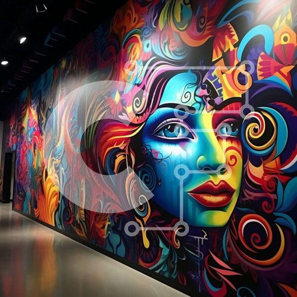 Intra Συλλεκτικό Ξύλινο Παζλ Plywood  4mm - Ζωντανή τοιχογραφία με γυναικείο πρόσωπο και στροβιλιζόμενα μοτίβα Σε Ξύλινο Κουτί - Διαστάσεις Puzzle: 10x10 cm – 25 κομμάτια