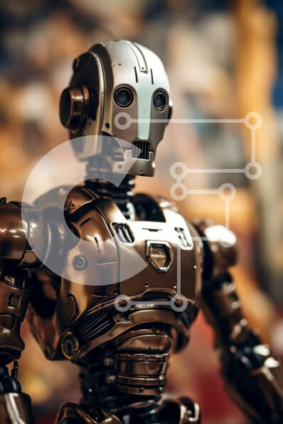 Intra Συλλεκτικό Ξύλινο Παζλ Plywood  4mm - Φουτουριστικό Ρομπότ - Μεταλλικό Σχέδιο Σε Ξύλινο Κουτί - Διαστάσεις Puzzle: 10x10 cm – 25 κομμάτια