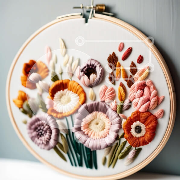 Intra Συλλεκτικό Ξύλινο Παζλ Plywood  4mm - Όμορφο κέντημα με ρεαλιστικά λουλούδια σε αποχρώσεις του πορτοκαλί, του κίτρινου και του ροζ Σε Ξύλινο Κουτί - Διαστάσεις Puzzle: 10x10 cm – 25 κομμάτια