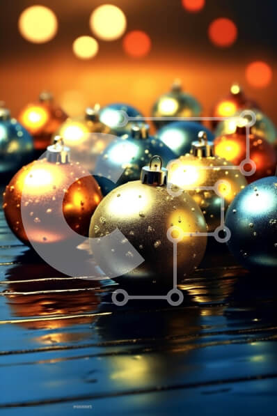 Intra Συλλεκτικό Ξύλινο Παζλ Plywood  4mm - Πολύχρωμα χριστουγεννιάτικα στολίδια σε ξύλινο τραπέζι Σε Ξύλινο Κουτί - Διαστάσεις: 10x10 cm – 25 κομμάτια