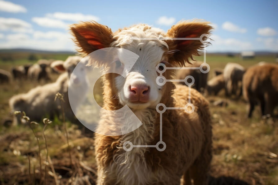 Σετ των 2 Intra Συλλεκτικό Ξύλινο Παζλ Plywood  4mm - Χαριτωμένη εικόνα ενός καφέ και λευκού μοσχαριού σε ένα ηλιόλουστο πεδίο Σε Ξύλινο Κουτί - Διαστάσεις: 10x10 cm – 25 κομμάτια