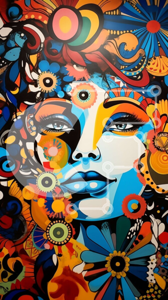 Intra Συλλεκτικό Ξύλινο Παζλ Plywood  4mm - Εκπληκτικό πορτρέτο γυναίκας με πολύχρωμα λουλουδάτα μοτίβα Σε Ξύλινο Κουτί - Διαστάσεις Puzzle: 10x10 cm – 25 κομμάτια