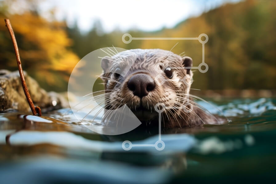 Σετ των 2 Intra Συλλεκτικό Ξύλινο Παζλ Plywood  4mm - Όμορφη εικόνα μιας περίεργης βίδρας στο φυσικό της περιβάλλον Σε Ξύλινο Κουτί - Διαστάσεις: 10x10 cm – 25 κομμάτια