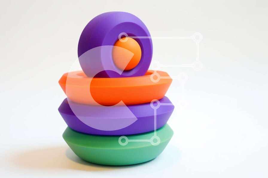 Intra Συλλεκτικό Ξύλινο Παζλ Plywood  4mm - Στοίβα από πολύχρωμα πλαστικά παιχνίδια Σε Ξύλινο Κουτί - Διαστάσεις Puzzle: 10x10 cm – 25 κομμάτια