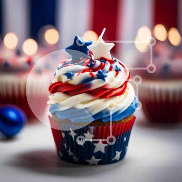 Σετ των 2 Intra Συλλεκτικό Ξύλινο Παζλ Plywood  4mm - Γιορτάστε με ένα Patriotic Cupcake Σε Ξύλινο Κουτί - Διαστάσεις: 10x10 cm – 25 κομμάτια