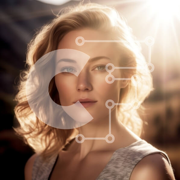 Intra Συλλεκτικό Ξύλινο Παζλ Plywood  4mm - Εκπληκτική ταξιδιωτική φωτογραφία μιας γυναίκας με ξανθά μαλλιά και μπλε μάτια Σε Ξύλινο Κουτί - Διαστάσεις Puzzle: 10x10 cm – 25 κομμάτια