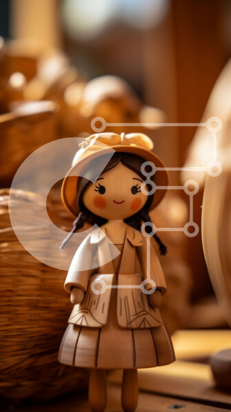 Intra Συλλεκτικό Ξύλινο Παζλ Plywood  4mm - Μικρή ξύλινη κούκλα με καλάθι με φρούτα Σε Ξύλινο Κουτί - Διαστάσεις: 10x10 cm – 25 κομμάτια