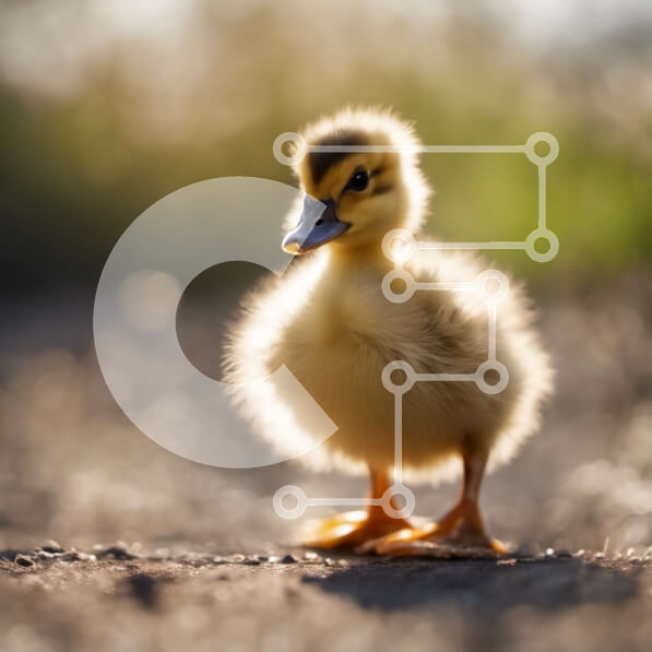 Intra Συλλεκτικό Ξύλινο Παζλ Plywood  4mm - Χαριτωμένο μωρό πάπια που στέκεται στο φως του ήλιου Σε Ξύλινο Κουτί - Διαστάσεις: 10x10 cm – 25 κομμάτια