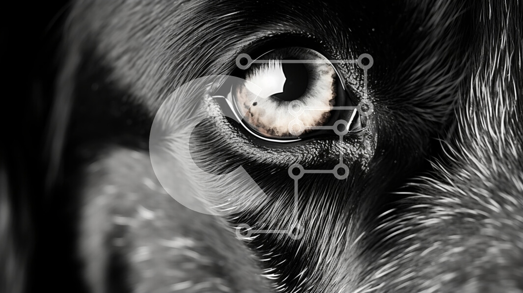 Intra Συλλεκτικό Ξύλινο Παζλ Plywood  4mm - Εκπληκτική κοντινή φωτογραφία του προσώπου ενός ασπρόμαυρου σκύλου Σε Ξύλινο Κουτί - Διαστάσεις: 10x10 cm – 25 κομμάτια